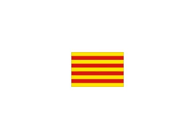 Drapeau catalan 14 x 21 cm à agiter avec tige bois