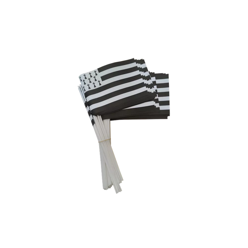 Drapeau Bretagne 14 x 21 cm à agiter sur tige bois