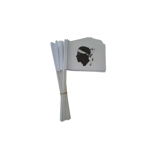 Drapeau Corse 14 x 21 cm à agiter avec tige bois