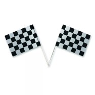 Drapeaux damier à agiter 14 x 21 cm sur tige bois