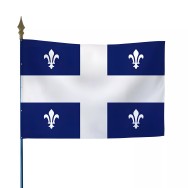 Drapeau Québec sur hampe bois avec lance