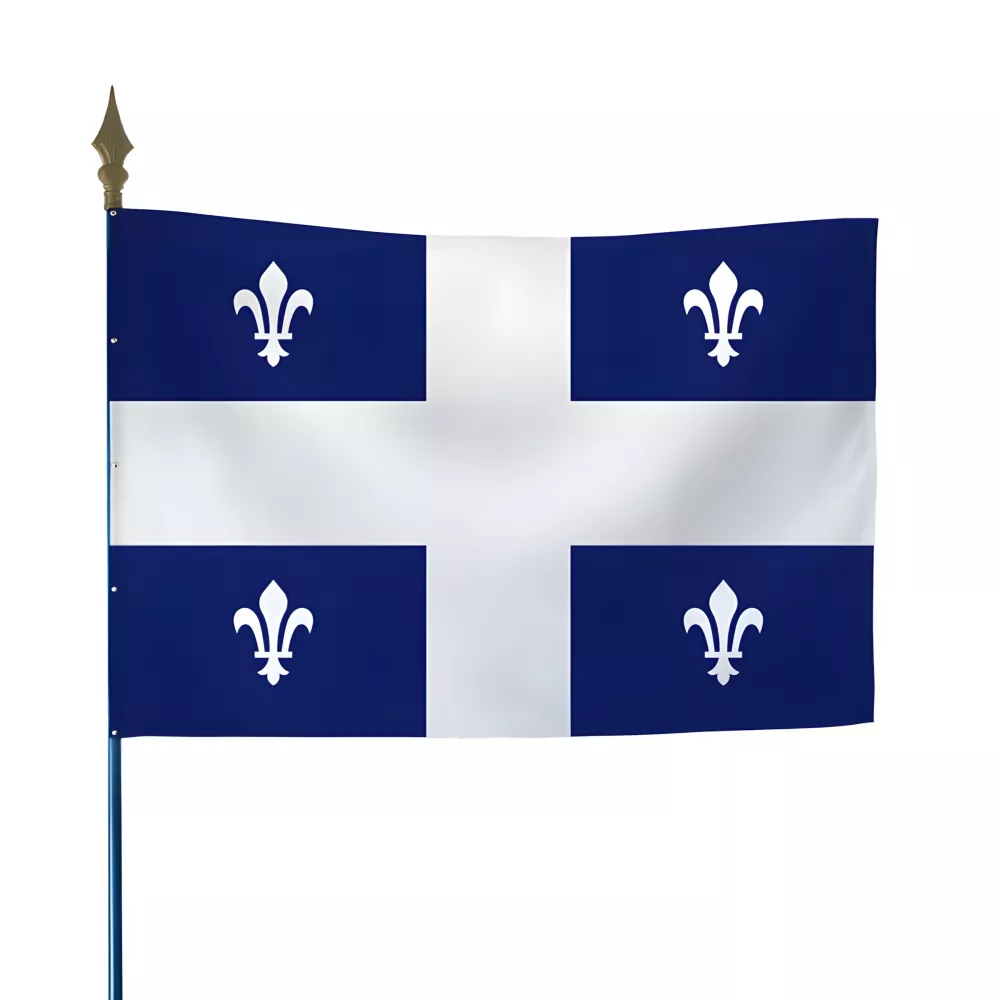 Drapeau Québec sur hampe bois avec lance Drapeau Québec sur hampe bois avec lance