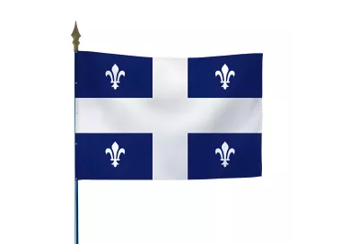 Drapeau Québec sur hampe bois avec lance