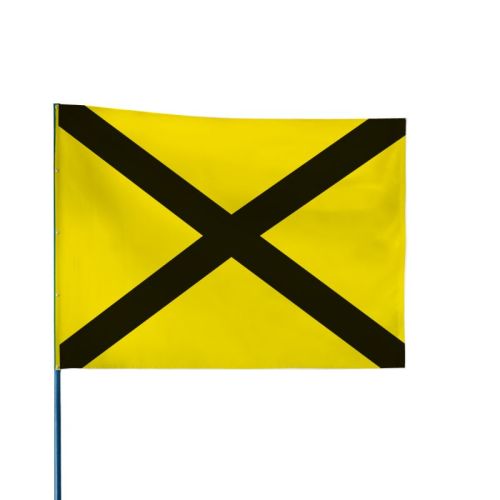 Drapeau de course automobile jaune avec croix noire 60 x 80 cm