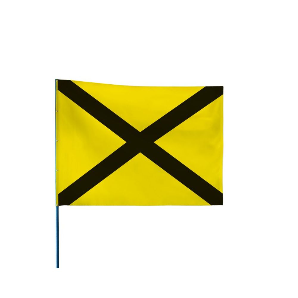 Drapeau de course automobile jaune avec croix noire 60 x 80 cm Drapeau de course automobile jaune avec croix noire 60 x 80 cm