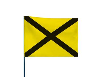 Drapeau de course automobile jaune avec croix noire 60 x 80 cm