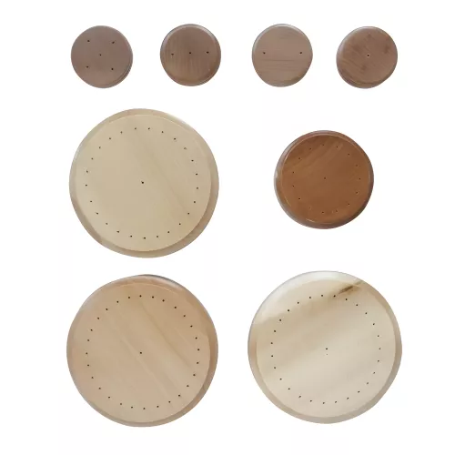 Socle en bois verni 5 trous pour drapeaux