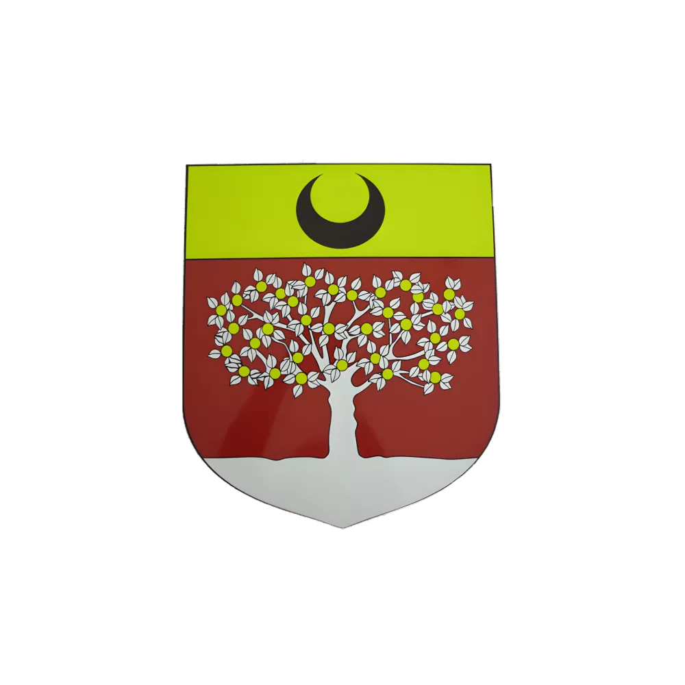 Ecusson porte-drapeaux personnalisé en composite aluminium 390x450mm