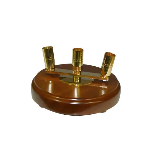 Pied 3 places en bois verni et laiton