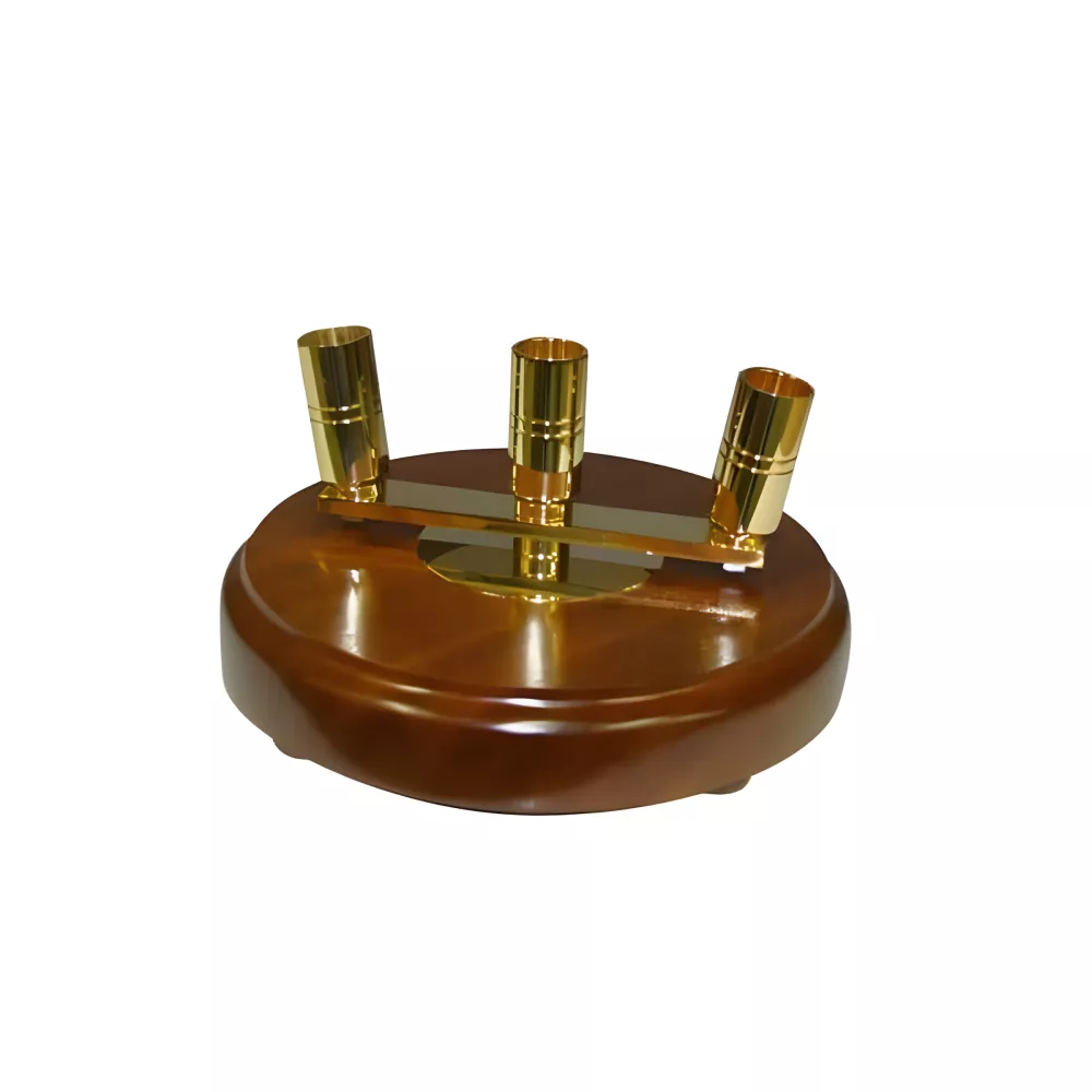 Pied 3 places en bois verni et laiton