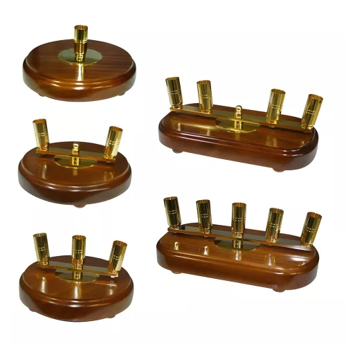 Pied 1 place en bois verni et laiton