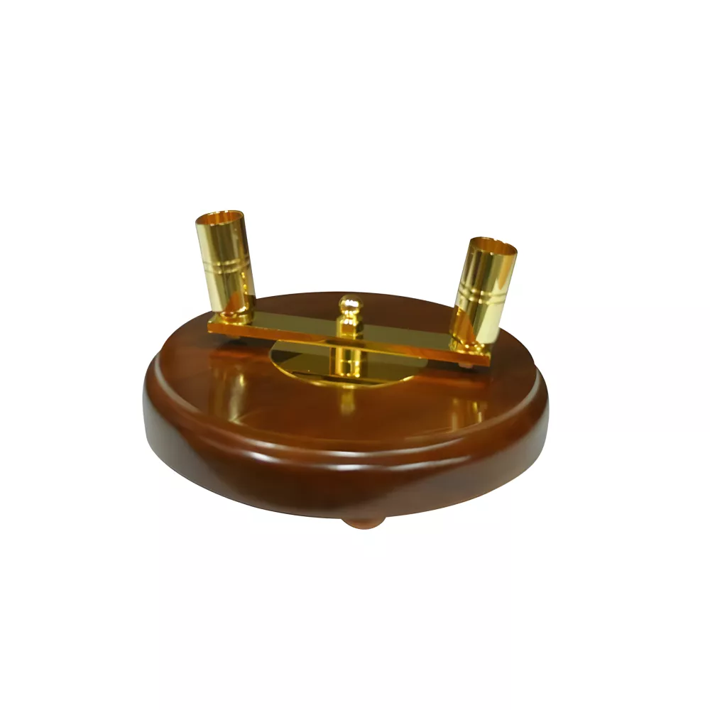 Pied 2 places en bois verni et laiton