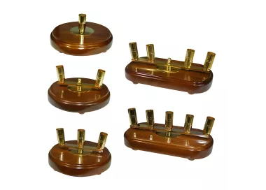 Pied 2 places en bois verni et laiton