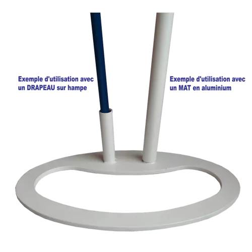 Pied double pour drapeaux ou mâts d'intérieur
