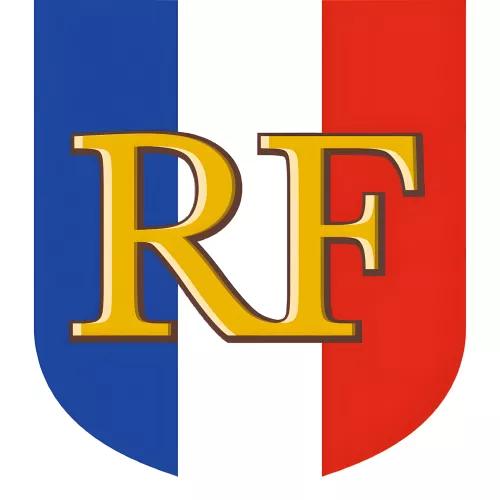 Écusson porte-drapeaux tricolore RF en aluminium premium