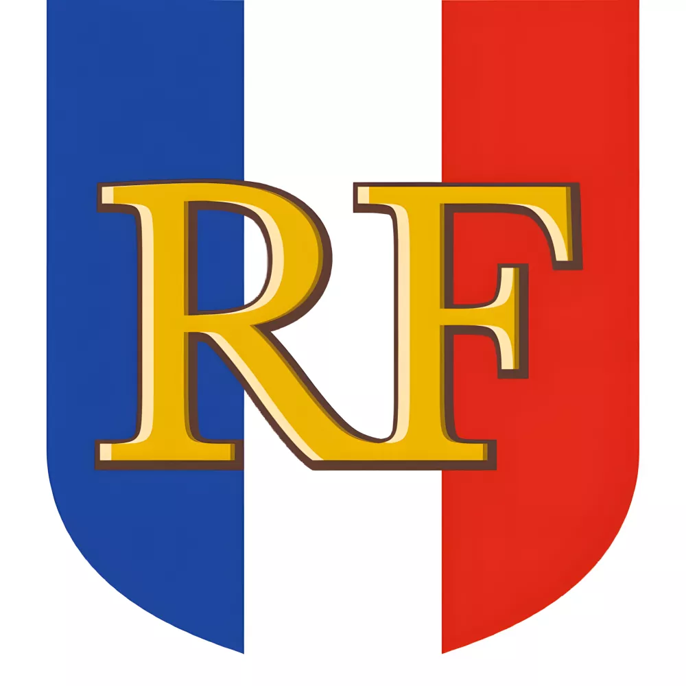 Écusson porte-drapeaux tricolore RF en aluminium premium