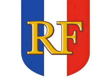 Écusson porte-drapeaux tricolore RF en aluminium premium