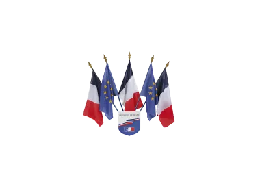Écusson porte-drapeaux tricolore RF en aluminium premium