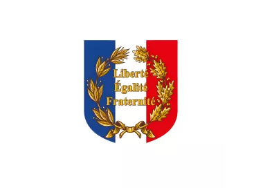 Ecusson porte-drapeaux Liberté Égalité Fraternité avec palme 390x450mm