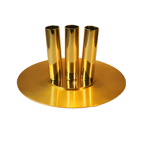 Socle plat en laiton 3 places diamètre 240 mm