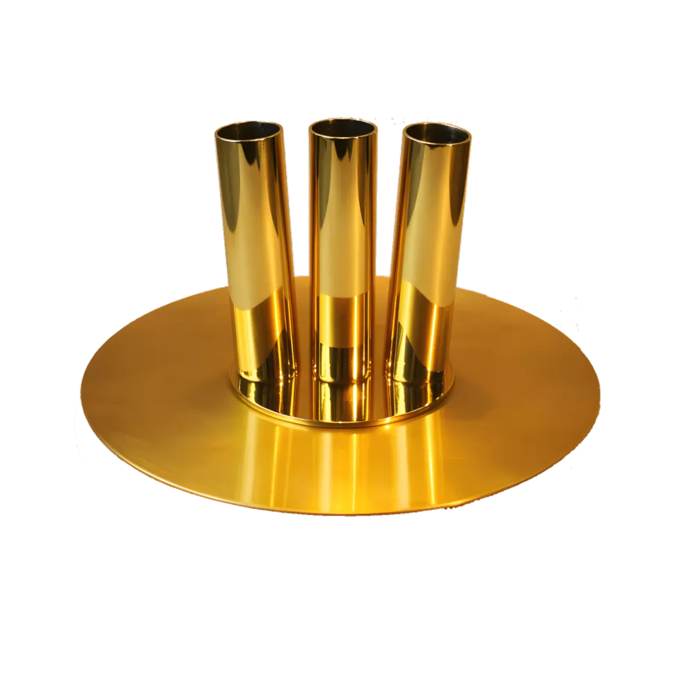 Socle plat en laiton 3 places diamètre 240 mm