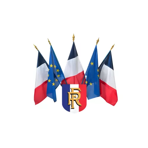 Ecusson porte-drapeaux tricolore RF en PVC 400 x 500 mm
