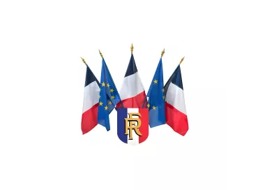 Ecusson porte-drapeaux tricolore RF en PVC 400 x 500 mm