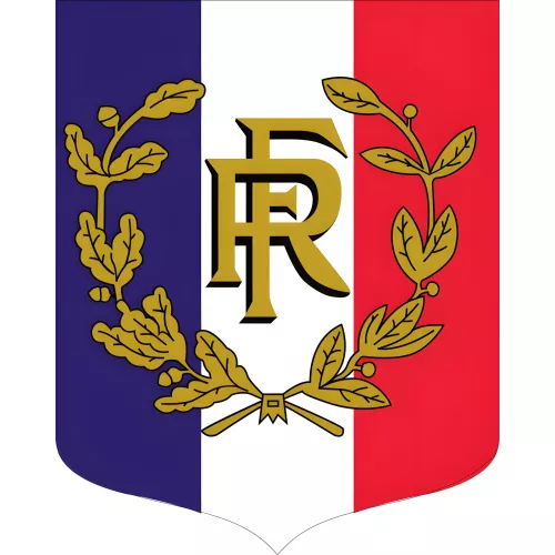 Ecusson porte-drapeaux tricolore RF et palmes 400 x 500 mm