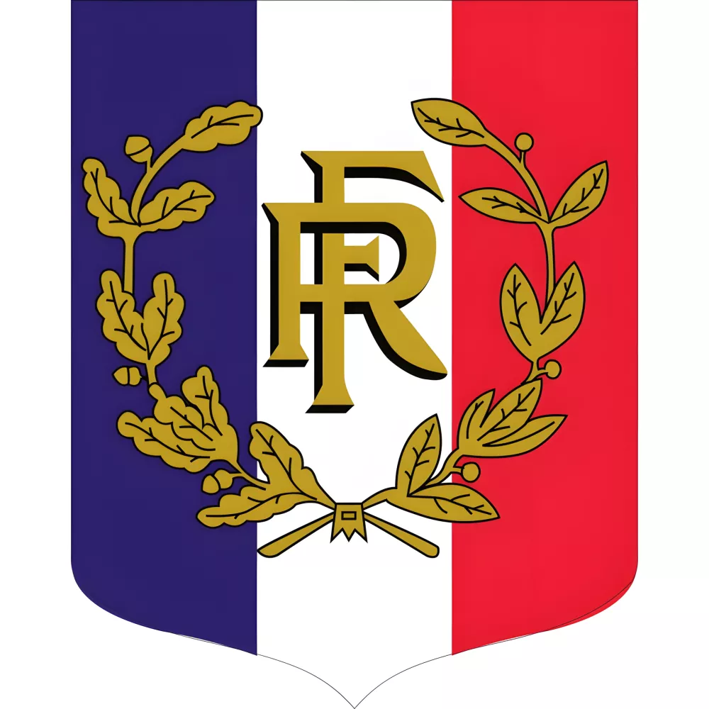 Ecusson porte-drapeaux tricolore RF et palmes 400 x 500 mm