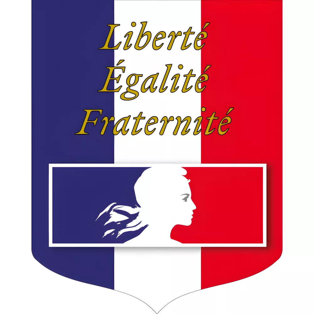 Ecusson porte-drapeaux Liberté Égalité Fraternité tricolore PVC 400x500mm