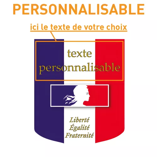Ecusson porte-drapeaux tricolore personnalisé Liberté Égalité Fraternité