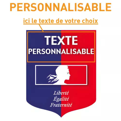 Écusson porte-drapeaux Liberté Égalité Fraternité bleu et rouge