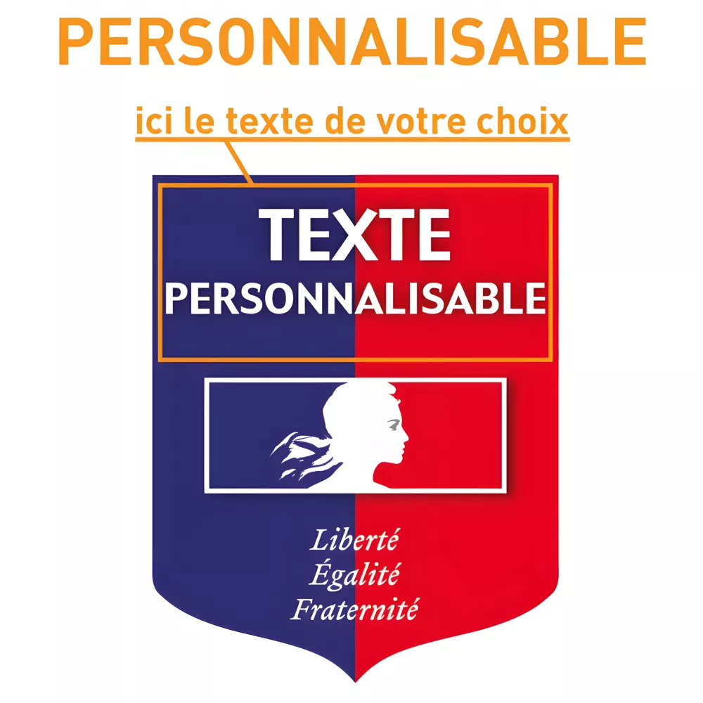 Écusson porte-drapeaux Liberté Égalité Fraternité bleu et rouge