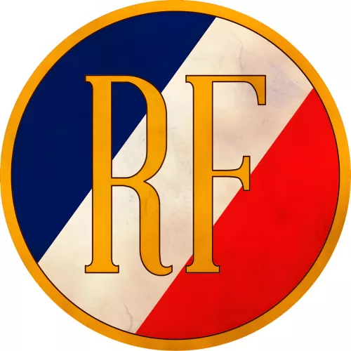 Écusson porte-drapeaux rond RF composite aluminium aspect vieilli