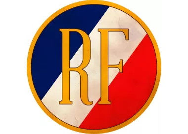 Écusson porte-drapeaux rond RF composite aluminium aspect vieilli