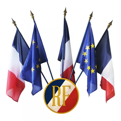 Écusson porte-drapeaux rond RF composite aluminium aspect vieilli