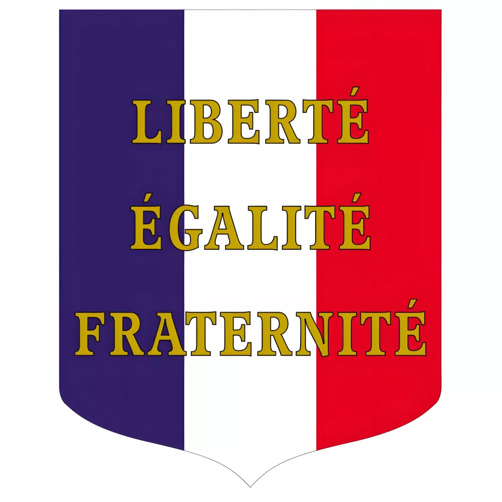 Écusson porte-drapeaux tricolore Liberté Égalité Fraternité PVC 400x500mm