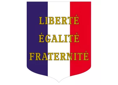 Écusson porte-drapeaux tricolore Liberté Égalité Fraternité PVC 400x500mm