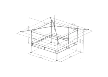 Stand buvette complet rouge 4,5 x 4,5 m raccordable