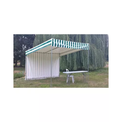 Stand modulaire vert blanc 3 x 3 m avec armature et toiture