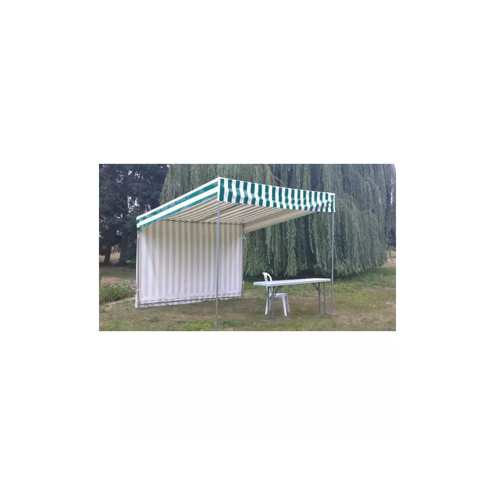 Stand modulaire vert blanc 3 x 3 m avec armature et toiture