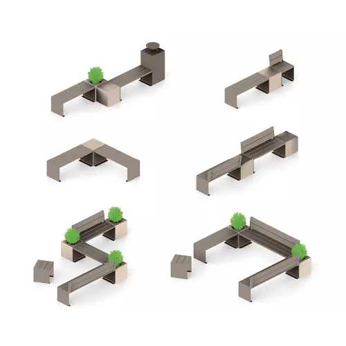 Banquette KUB. acier et bois PROCITY