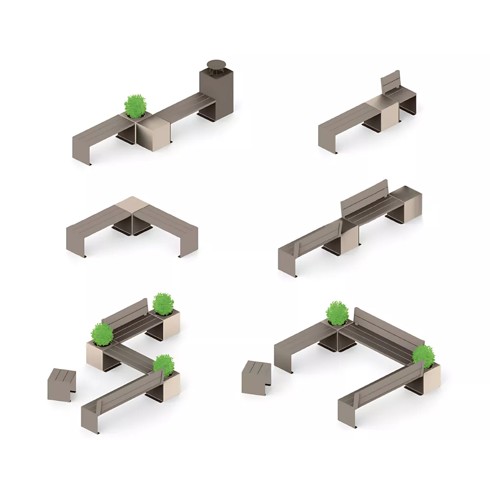 Banquette KUB. acier et bois PROCITY