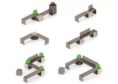 Banquette KUB. acier et bois PROCITY