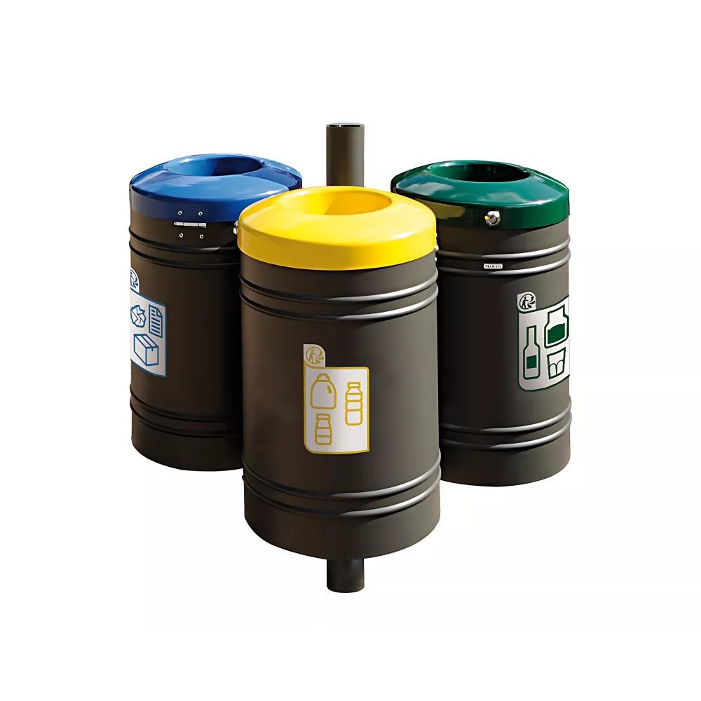 Corbeille Guyenne pour tri sélectif Inox brossé 40 litres PROCITY