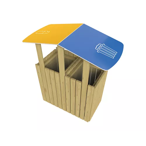 Corbeille Turin avec toit Tri sélectif 2 x 100 litres PROCITY