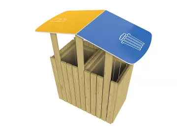 Corbeille Turin avec toit Tri sélectif 2 x 100 litres PROCITY