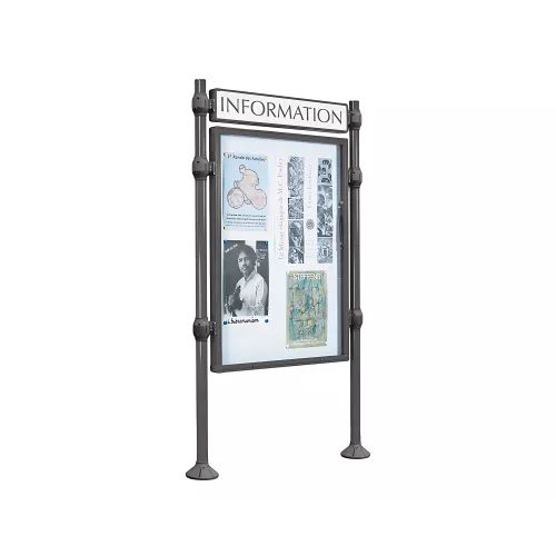 Panneau-vitrines d'information Inox brossé PROCITY