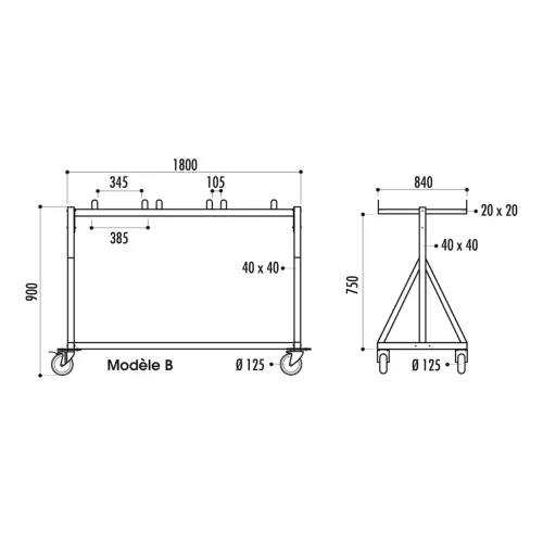 Chariot pour chaises pliantes