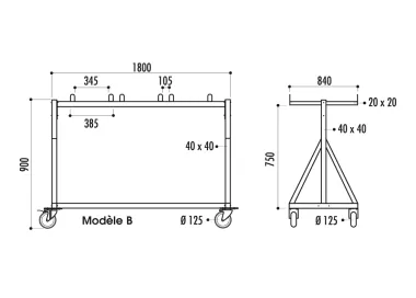 Chariot pour chaises pliantes